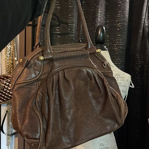 VINTAGE LEATHER JUICY COUTURE SATCHEL/bag/purse/pocketbook brown leather - Picture 3 of 14